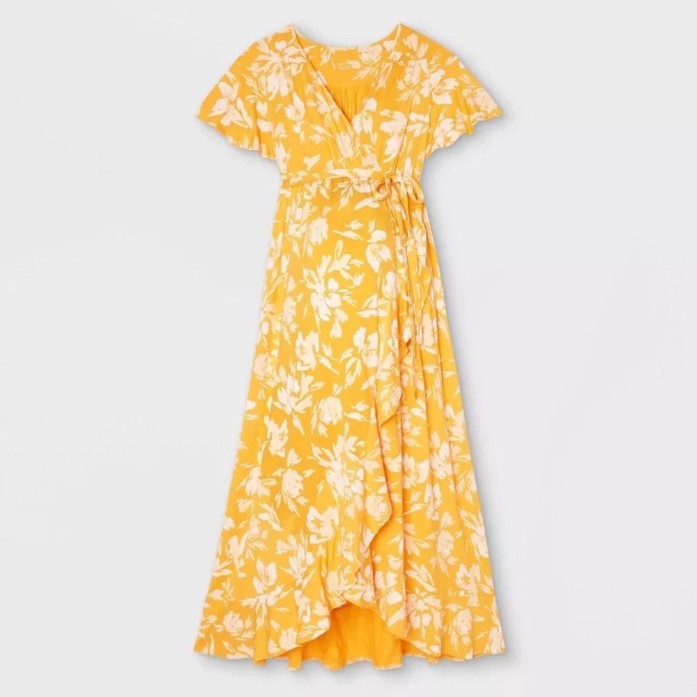 Isabel Maternity by Ingrid & Isabel Yellow Floral Dress, size XS, EUC